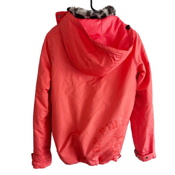Fox Racing Women's S Full Zip Coat Orange Cheetah Fur Lined Graphic Logo on Side - Picture 2 of 14